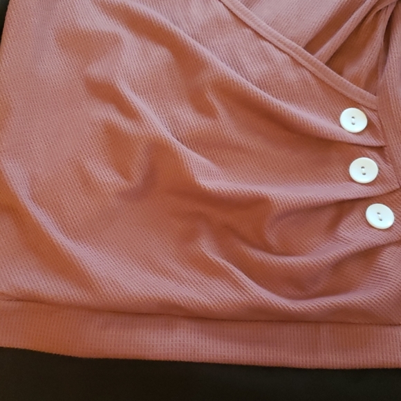 Front wrap tunic long sleeve shirt - Picture 3 of 4